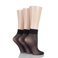 Ladies 3 Pair Elle 15 Denier 100% Nylon Ankle Highs