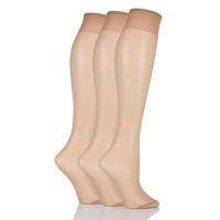 Ladies 3 Pair Elle 15 Denier 100% Nylon Knee Highs