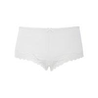 Ladies Comfortable Stretch Fabric Plain Lace Trim Microfibre Boxer Briefs - White