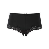 Ladies Comfortable Stretch Fabric Plain Lace Trim Microfibre Boxer Briefs - Black