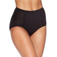 Ladies jacquard spot print front smoothing and flattering light tummy control panel briefs - Black