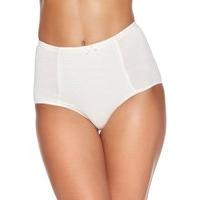 Ladies jacquard spot print front smoothing and flattering light tummy control panel briefs - White