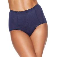 Ladies jacquard spot print front smoothing and flattering light tummy control panel briefs - Navy