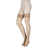 ladies 1 pair sockshop 10 denier classic nylon lace top hold ups