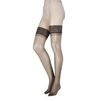 ladies 1 pair sockshop 10 denier classic nylon lace top hold ups