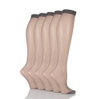 Ladies 5 Pair SockShop 15 Denier Knee Highs