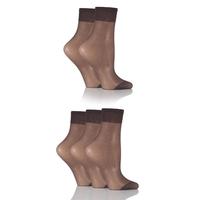 Ladies 5 Pair SockShop 15 Denier Ankle Highs