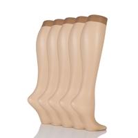 Ladies 5 Pair SockShop 15 Denier Knee Highs