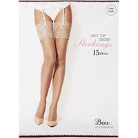 Lace top 15 denier glossy stockings