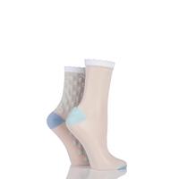 ladies 2 pair sockshop shimmer plain and spotty sheer pop socks