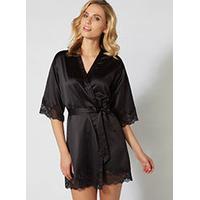 Lace trim satin kimono