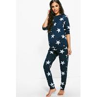 laila star printed knitted lounge set navy