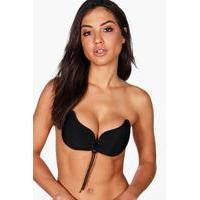 Lace Up Enhanced Stick On Bra - black