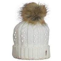 Ladies Crystal Embellished Cable Golf Bobble Beanie Hat