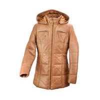 ladies leather quilted puffa jacket tan size 24 leather