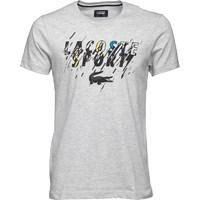 Lacoste Mens Sport Tennis Jersey Graphic T-Shirt Silver Chine/Black Orchid