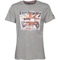 Lambretta Mens Crew Neck Square Scooter Print T-Shirt Grey Marl