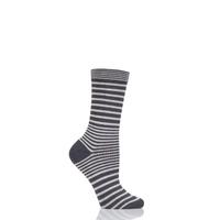 Ladies 1 Pair Braintree Lillian Fine Stripe Bamboo and Organic Cotton Socks