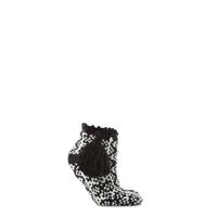 ladies 1 pair urban knit fairisle bootie non slip with large tassle