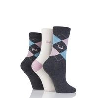 Ladies 3 Pair Pringle Louise Argyle Cotton Socks