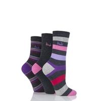 Ladies 3 Pair Pringle Melanie Stripes Cotton Socks