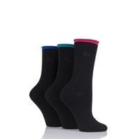 ladies 3 pair pringle rebecca contrast roll top socks