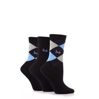 ladies 3 pair pringle louise argyle cotton socks