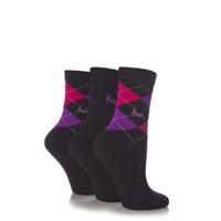 ladies 3 pair pringle louise argyle cotton socks