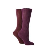 Ladies 2 Pair Jennifer Anderton Plain Ribbed Boot Socks