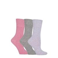 ladies 3 pair gentle grip sammy plain cotton socks