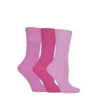 Ladies 3 Pair Gentle Grip Blossom Cushioned Plain Cotton Socks