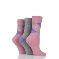 Ladies 3 Pair Pringle Louise Argyle Cotton Socks