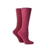 ladies 2 pair jennifer anderton plain ribbed boot socks