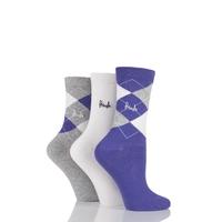 Ladies 3 Pair Pringle Louise Argyle Cotton Socks