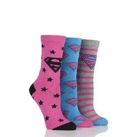 Ladies 3 Pair DC Superman / Superwoman Logo Socks