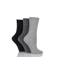 Ladies 3 Pair Gentle Grip Plain Mix Socks