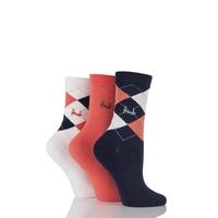 Ladies 3 Pair Pringle Louise Argyle Cotton Socks