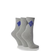 Ladies 3 Pair Pringle Rachael Single Argyle Socks