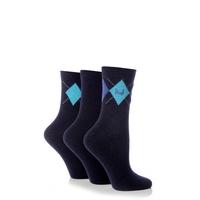 Ladies 3 Pair Pringle Rachael Single Argyle Socks