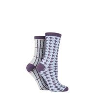 ladies 2 pair charnos houndstooth and tartan cotton socks