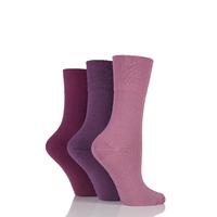 Ladies 3 Pair Gentle Grip Plain Mix Socks