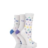 Ladies 3 Pair Pringle Leah Plain and Triangle Patterned Cotton Socks