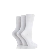 Ladies 3 Pair Gentle Grip Plain Cotton Socks