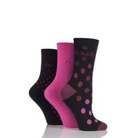 Ladies 3 Pair Pringle Olivia Graded Spotty Cotton Socks