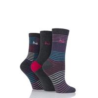 ladies 3 pair pringle mercedes multi stripe cotton socks