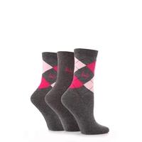 Ladies 3 Pair Pringle Louise Argyle Cotton Socks