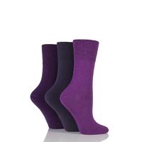 ladies 3 pair gentle grip plain mix socks