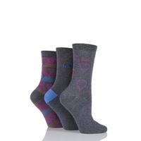 Ladies 3 Pair Pringle Shanice Hearts and Plain Socks