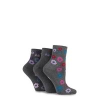 Ladies 3 Pair Pringle Tricia Plain and Bright Flower Patterned Cotton Socks