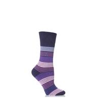 Ladies 1 Pair Gentle Grip Layla Striped Cushioned Socks